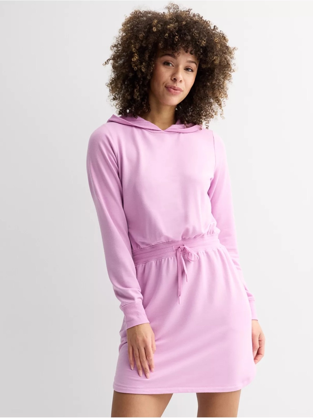 tek gear Women's NWT French Terry Hooded Dress M Light Pink (Grape Macaroon)